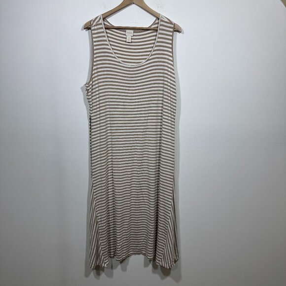 Chico's Dresses & Skirts - Chico's Women's Sleeveless Tank Midi Dress Side Ties Beige/White Striped Sz 4 2X